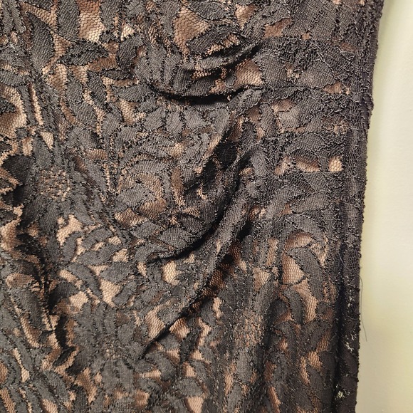 X by Escape Black Lace Overlay Maxi Dress Gown Ruched Waist‎ Sz 8 Zip Sleeveless - Picture 7 of 15
